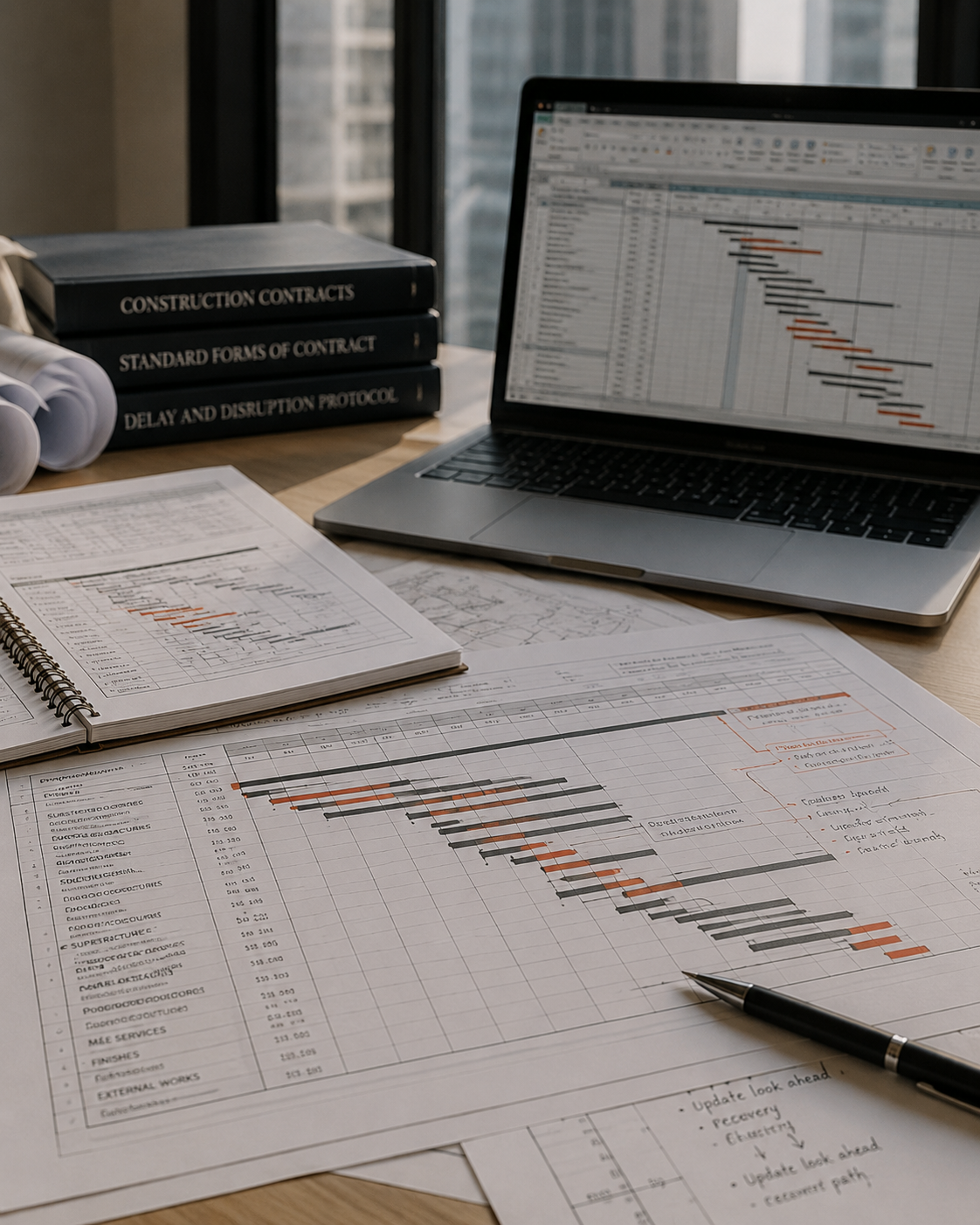 Programme analysis with gantt charts and delay protocol references